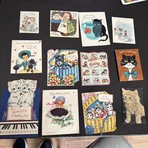 Lot Of 12 Vintage 1940s and up Greeting Cards Birthday